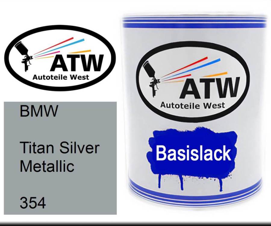 BMW, Titan Silver Metallic, 354: 1L Lackdose, von ATW Autoteile West.